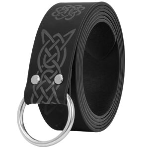 XZQTIVE Medieval Vintage Belt for Men Embossed Leather Renaissance Knight Belt O Ring Costume Belts