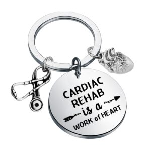 TIIMG Cardiac Rehab Nurse Gift Cardiac Rehab is A Work of Heart Keychain Nursing School Grad Gift (CARDIAC REHAB)