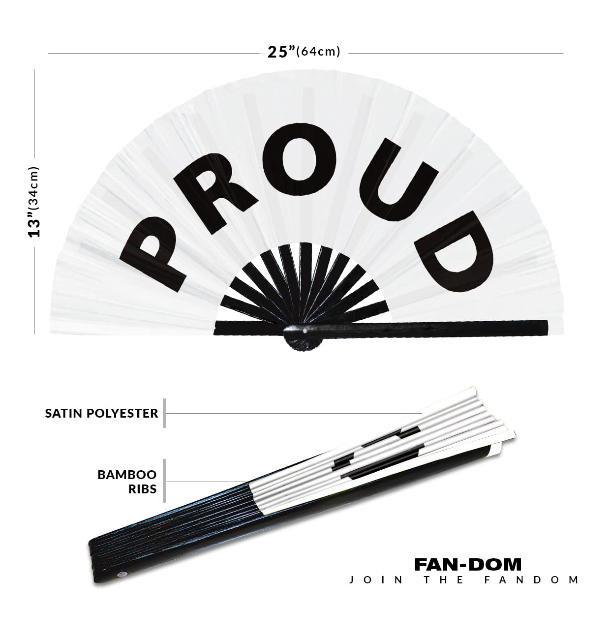 Proud Hand Fan Foldable Bamboo Circuit Hand Fan Funny Pride LGBT Gag Words Slang Expressions Statement Gifts Festival Accessories Rave Handheld Circuit Event Clack Fans (White)