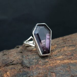 Royal Jewelry Hut Solid 925 Sterling Silver For Women Coffin Shape Ring for Halloween Engagement Gift for Her