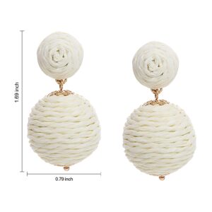 Statement Raffia Earrings for Women Ball Geometric Lantern Ratten Drop Earrings Palm Bohemian Dangle Earrings Summer Tropical Beach Jewelry