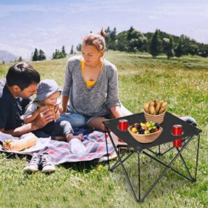 Moclever Foldable Camping Table, Small Ultralight Portable Table with Carry Bag & Cup Holder Perfect for Outdoor, Picnic, BBQ, Cooking, Festival, Beach, Home Use