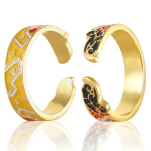 ZHUOXING Anime Demon Ring - Tanjirou Cosplay Anime Adjustable Open Rings manga Jewelry for Women (Agatsuma Zenitsu)