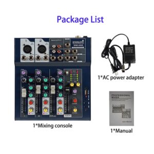 Professional Audio Mixer, STARAUDIO 4-Channel Mixing Console with USB Audio Interface, Stereo Equalizer, 16 DSP Effects, Ideal for Stage, Live Gigs, and Karaoke SPMX4002B