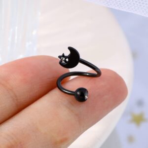 Melighting Twist Helix Earrings 16G Black Moon Cartilage Earring Clear CZ Surgical Steel 316L Star Tragus Piercing Jewelry Labret Piercing Helix Piercing Women