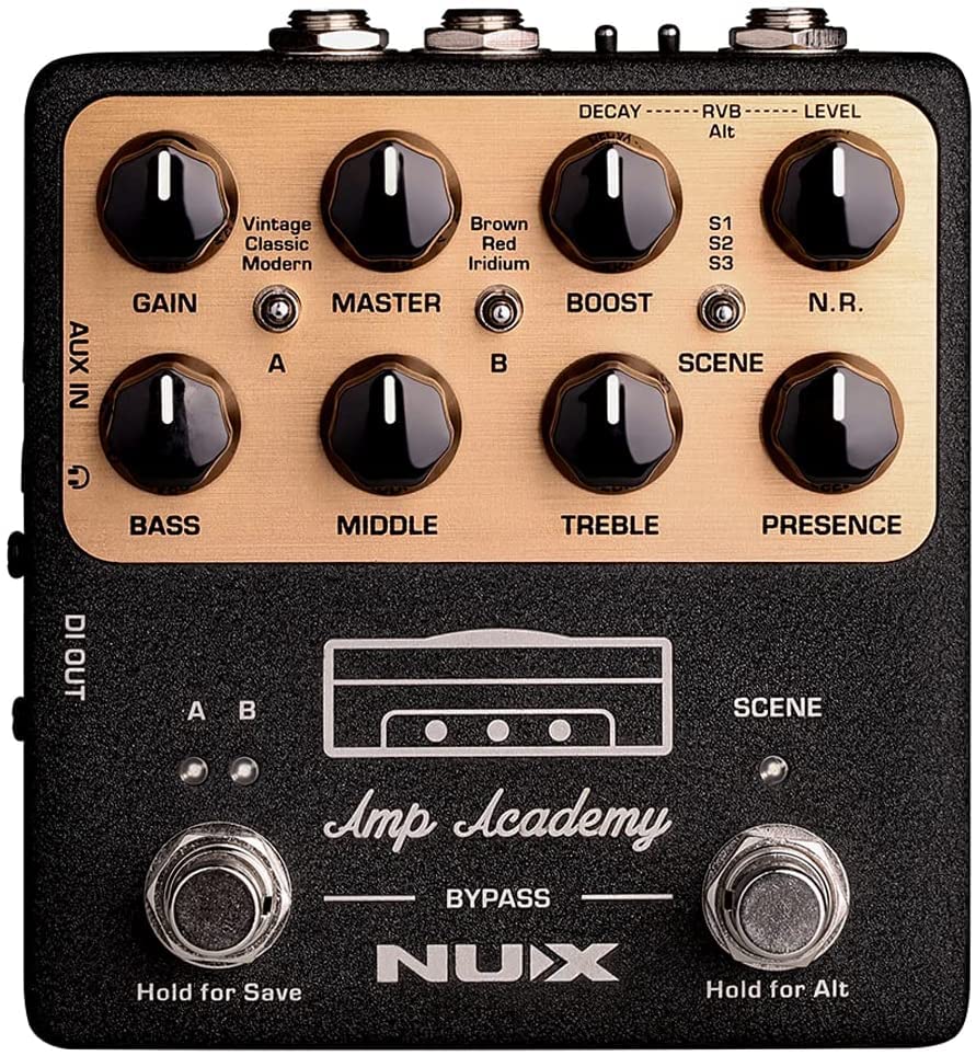 Briskdrop NUX NGS-6 Amp Academy Amp Modeler Guitar Pedal - Bundle with 2 Instrument Cables, 2 Patch Cables, and Snark Tuner, NGS-6bundle, Brown,Red