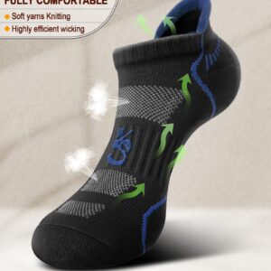 KEMISANT Mens Running Socks 6 Pairs-Athletic Compression Ankle Socks Cushioned for Men Walking-Arch Compression Support(6Pairs,Shoes Size:Men 10-12)