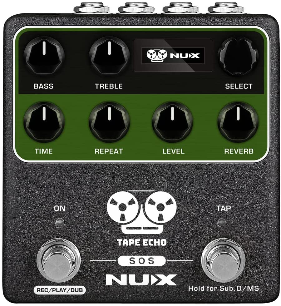 Briskdrop NUX NDD-7 Tape Echo Delay Effects Pedal - Bundle with 2 Instrument Cables, 2 Patch Cables, and Snark Tuner