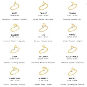 J'ADMIRE 14K Yellow Gold Plated Sterling Silver Horoscope Zodiac Ring for Women, Virgo