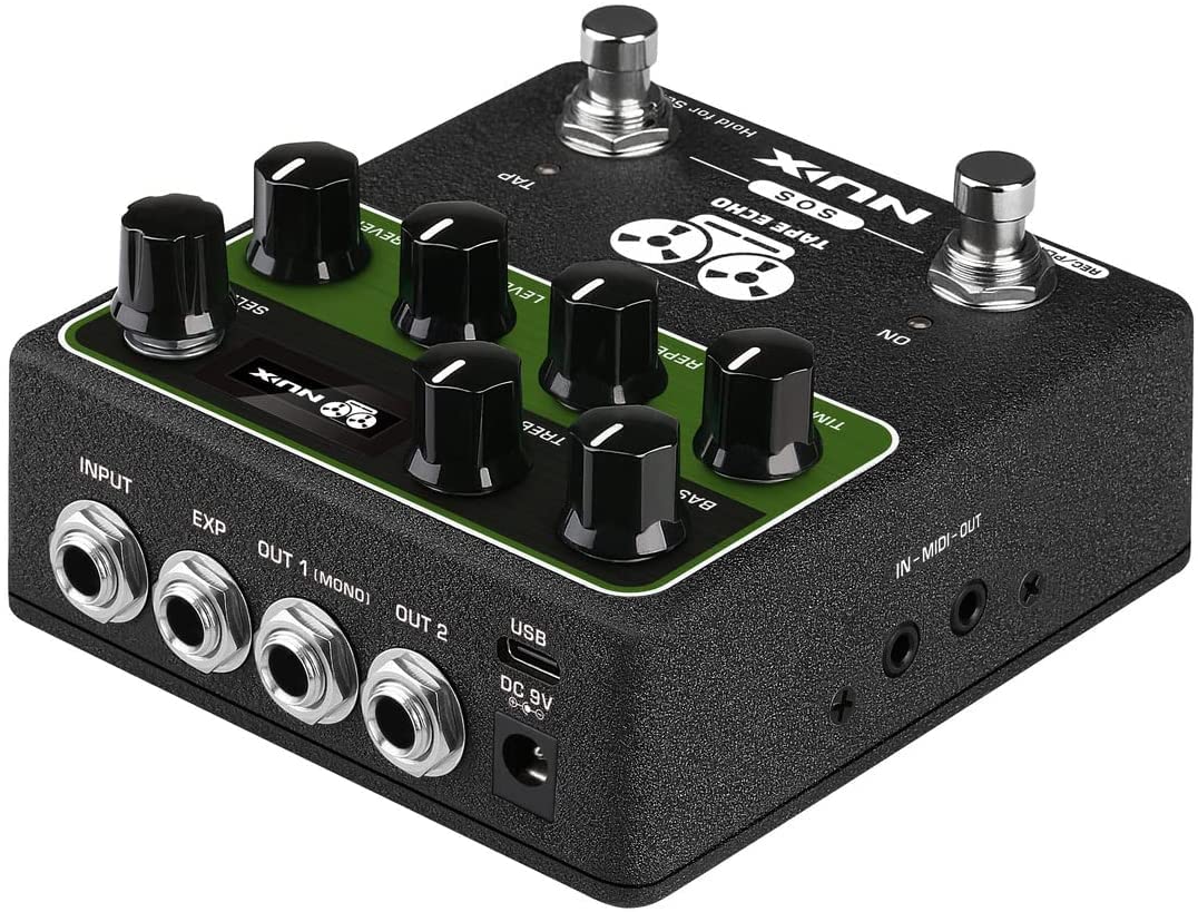 Briskdrop NUX NDD-7 Tape Echo Delay Effects Pedal - Bundle with 2 Instrument Cables, 2 Patch Cables, and Snark Tuner