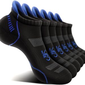 KEMISANT Mens Running Socks 6 Pairs-Athletic Compression Ankle Socks Cushioned for Men Walking-Arch Compression Support(6Pairs,Shoes Size:Men 10-12)