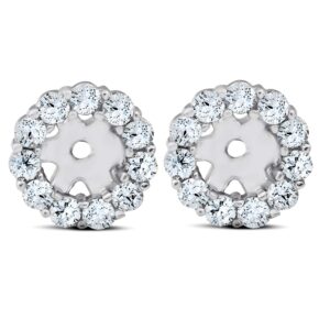 3/8ct Halo Diamond Earring Jackets 14K White Gold (4mm)