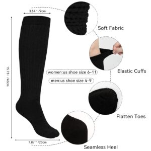 KEREDA Slouch Socks Women Knee High Scrunch Scrunchie Socks 3 Pairs Size 6-11 Black