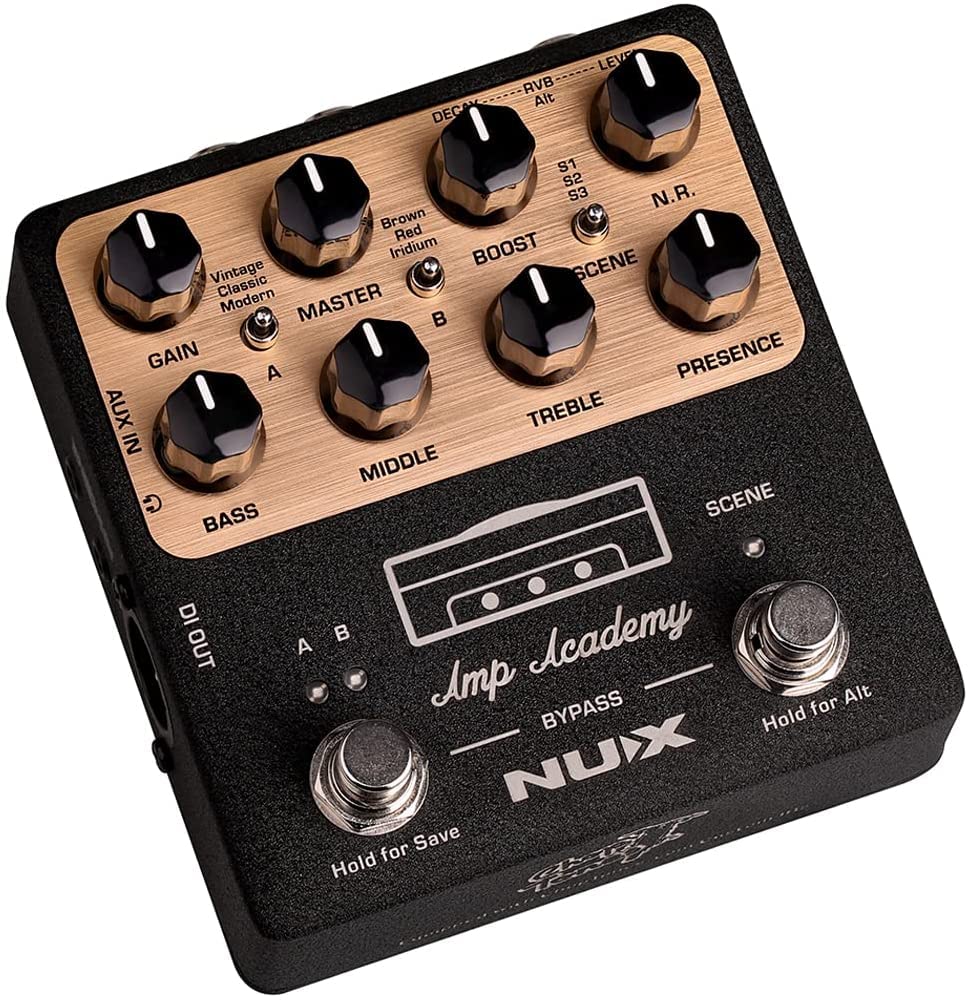 Briskdrop NUX NGS-6 Amp Academy Amp Modeler Guitar Pedal - Bundle with 2 Instrument Cables, 2 Patch Cables, and Snark Tuner, NGS-6bundle, Brown,Red