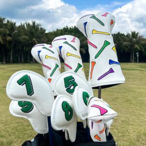 Barudan Golf Putter Cover Blade Putter Club Head Cover Headcover Magnetic Leather Golf Headcover fits for Odyssey, Scotty Cameron - Colorful Tees Emboidery Putter Cover Golf for Men/Women