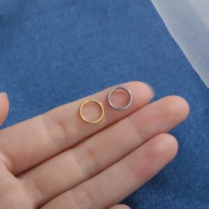 2 Pcs a Set G23 Titanium Steel Piercing-Ring Hinged Nose Rings Hoop Septum Clicker Ring Cartilage Tragus Piercing Diameter 6mm 8mm 10mm 12mm (Gold,G23 Titanium, 12mm)