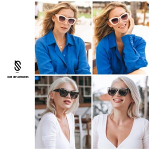 SOJOS Retro Chunky Cateye Sunglasses Women Classic Vintage Trendy Shades Sunnies Gafas de sole UV400 Protection SJ2190 Black