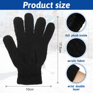 Handepo 24 Pairs Winter Magic Warm Gloves Stretchy Knit Gloves Cotton Gloves for Women Men Adults Cold Weather (Black)