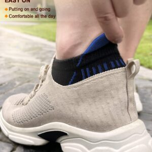 KEMISANT Mens Running Socks 6 Pairs-Athletic Compression Ankle Socks Cushioned for Men Walking-Arch Compression Support(6Pairs,Shoes Size:Men 10-12)