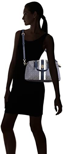 Tommy Hilfiger Womens Jaden Satchel Crossbody HANDBAG, Light Stone/Navy