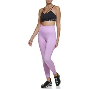 DKNY Women's Sport Tummy Control Workout Yoga Leggings, Tulle Ankle Logo, Large