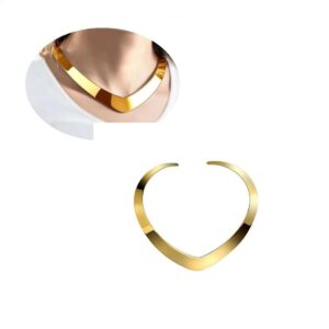 AISIBO High Polished Stainless Steel Necklace, Love Choker Heart Shape Women Statement Jewelry (Gold)