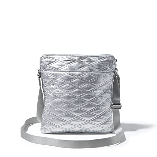 Baggallini Womens go bagg with RFID phone wristlet, Silver Metallic Quilt, One Size US