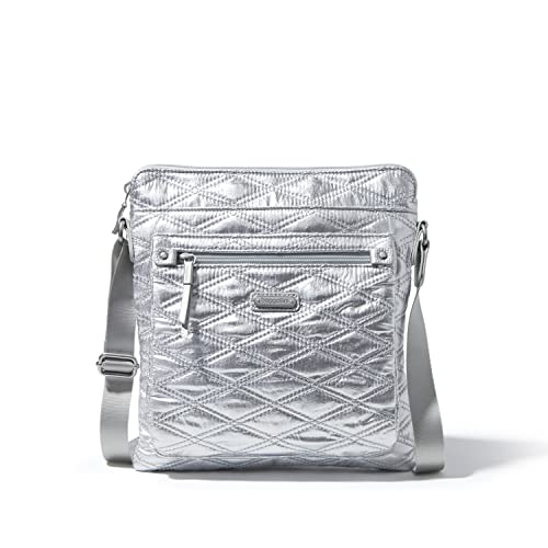 Baggallini Womens go bagg with RFID phone wristlet, Silver Metallic Quilt, One Size US