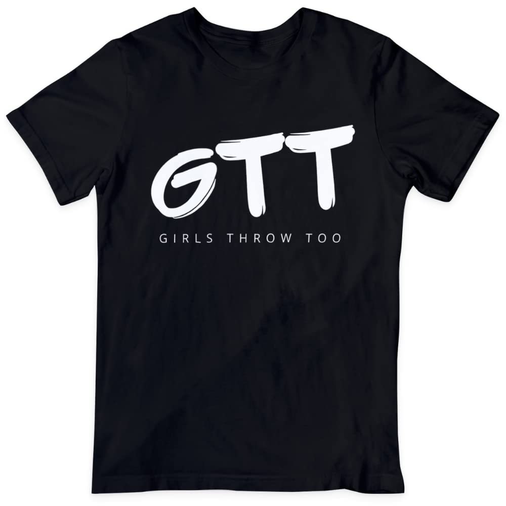 Girls Throw Too T Shirt for Women Apparel Men Softball Athletic (Medium, Black) GTT Cornhole T Shirts