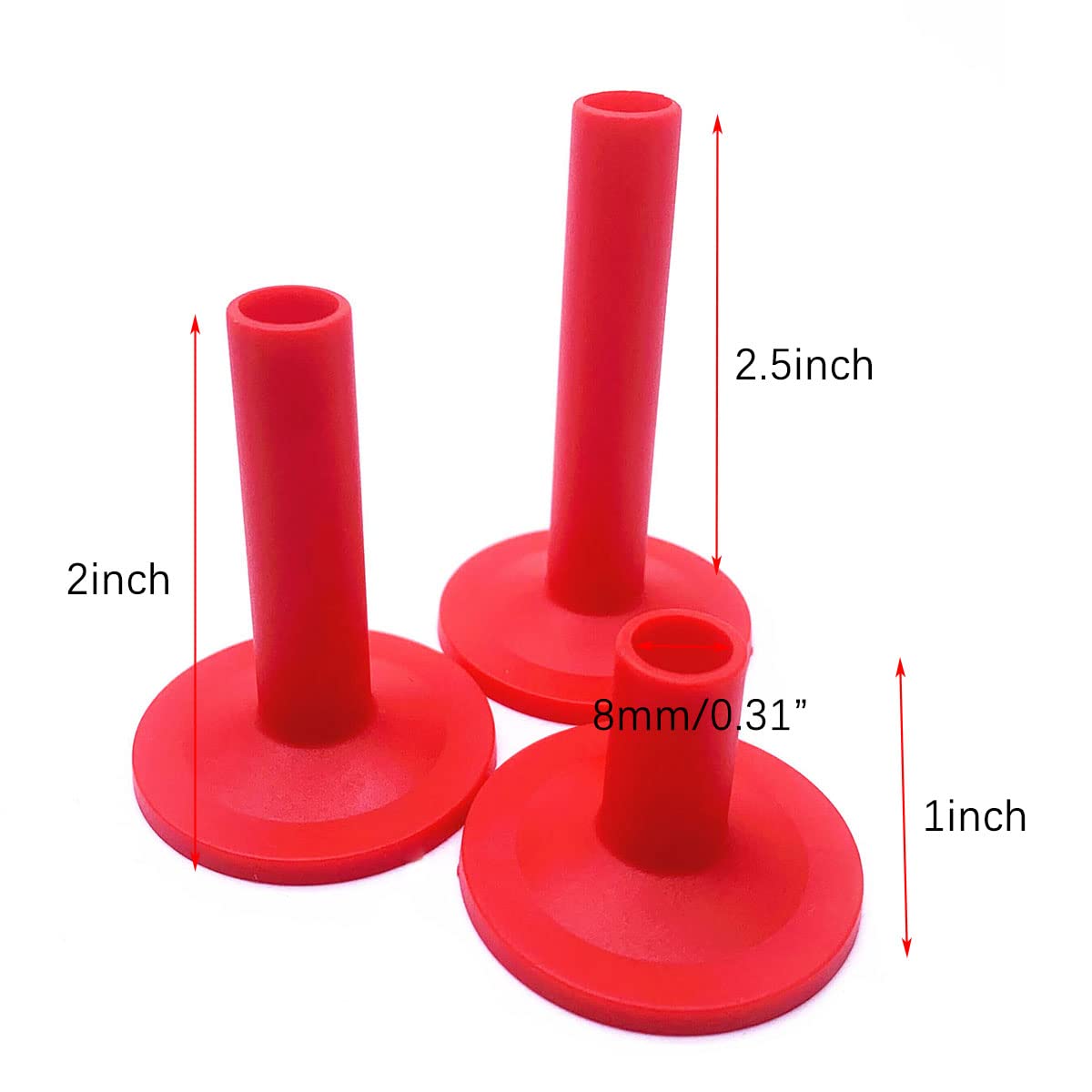 Jiayouy Plastic Long /Medium /Short Flanged Cymbal Sleeves 8mm for Percussion Drum Kit Part 12 Pack (Red)