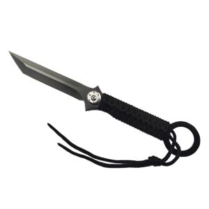 Survival Special Fixed Blade Knife 3pcs with Nylon Sheath, Black Rope Handle