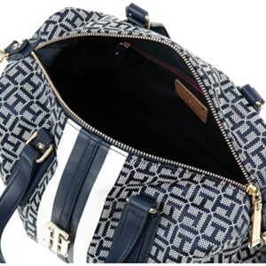 Tommy Hilfiger Womens Jaden Satchel Crossbody HANDBAG, Light Stone/Navy