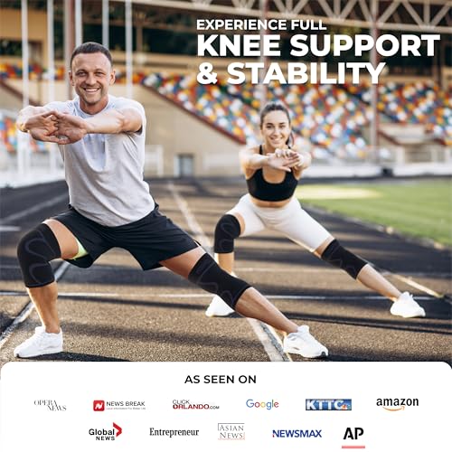 Modvel Compression Knee Brace for Women & Men - 2 Pack Knee Brace for Women Running Knee Pain, Knee Support Compression Sleeve, Workout Sports Knee Braces for Meniscus Tear ACL & Arthritis Pain Relief