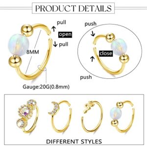 JOERICA 18 Pcs 20G Nose Rings Studs 316L Stainless Steel Nose Rings Hoop for Women Cute Evil Eye Heart Butterfly Opal CZ Nose Piercing Jewelry L Shaped Nose Ring Stud Set