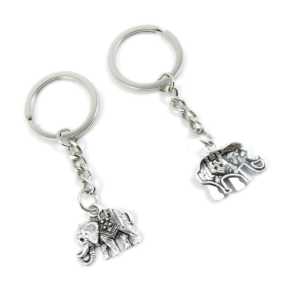 100 Pieces Keychain Keyring Door Car Key Chain Ring Tag Charms Supplies U3VS8A Thai Elephant