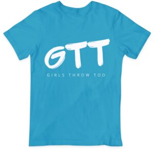 girls throw too gtt cornhole shirt for women apparel men softball athletic (small, aqua blue)