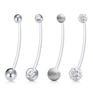 Pregnancy Belly Button Rings Long Bar 38mm Sport Maternity Flexible Bioplast Clear Navel Belly Rings Piercing Retainer Durable and Professional