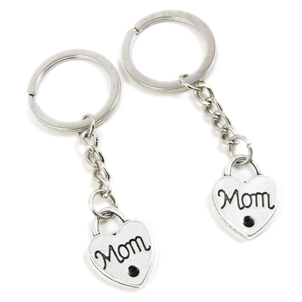 100 Pieces Keychain Keyring Door Car Key Chain Ring Tag Charms Supplies E5AZ2X Mom Love Lock