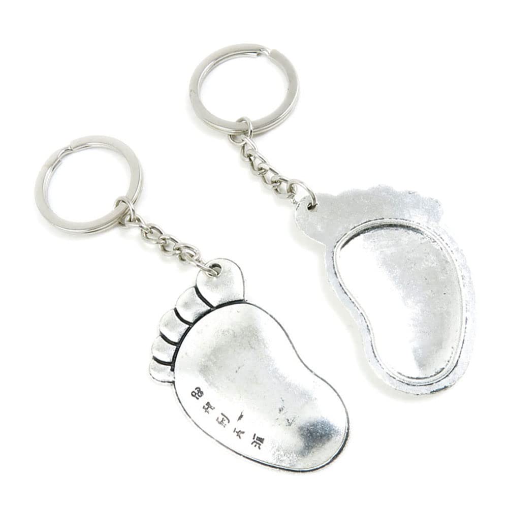 100 Pieces Keychain Keyring Door Car Key Chain Ring Tag Charms Supplies B8ZO5Y Foot Footprint