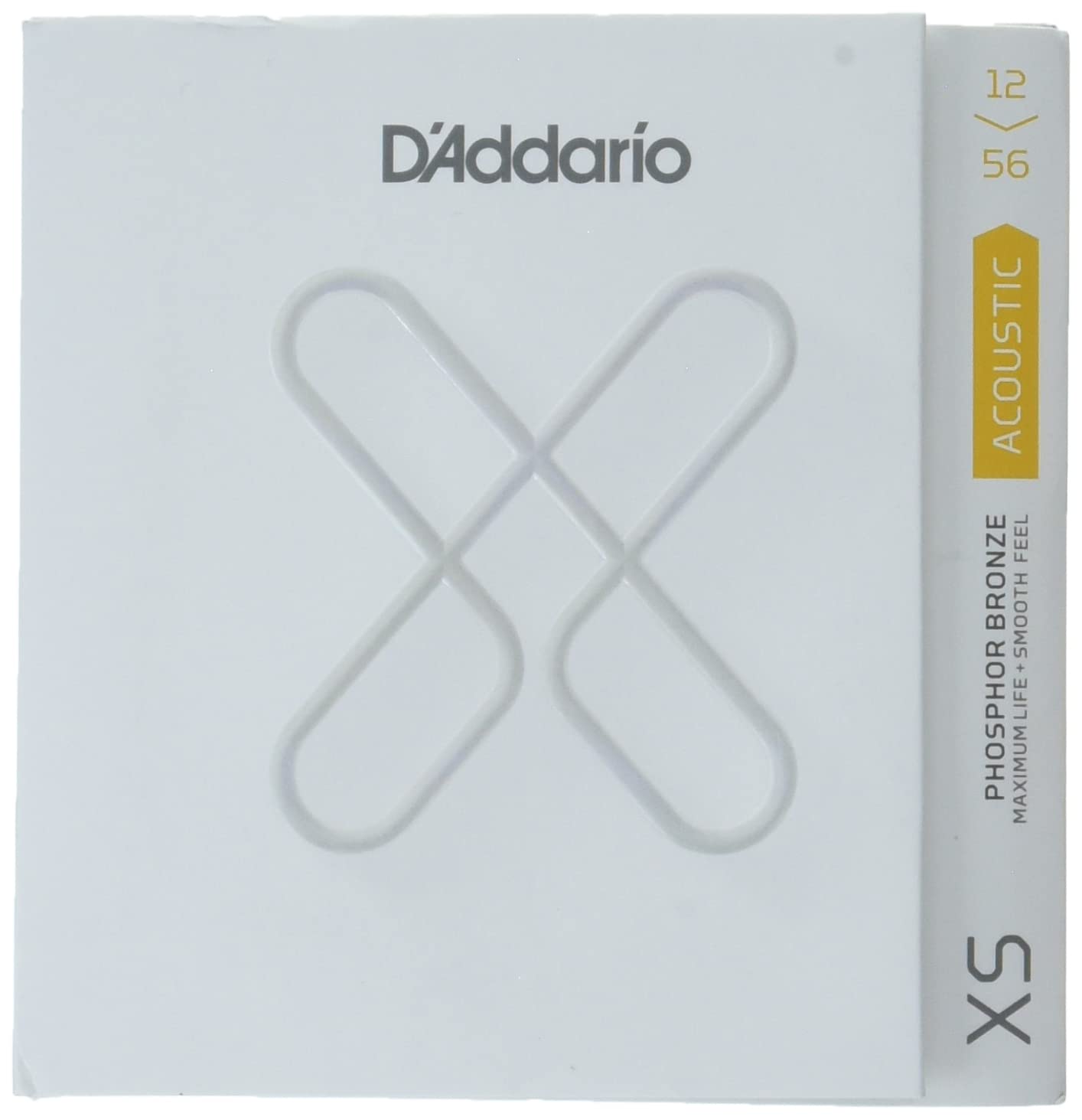 D'Addario Guitar Strings - XS Phosphor Bronze Coated Acoustic Guitar Strings - XSAPB1256 - Maximum Life with Smooth Feel & Exceptional Tone - For 6 String Guitars - 12-56 Light Top/Medium Bottom