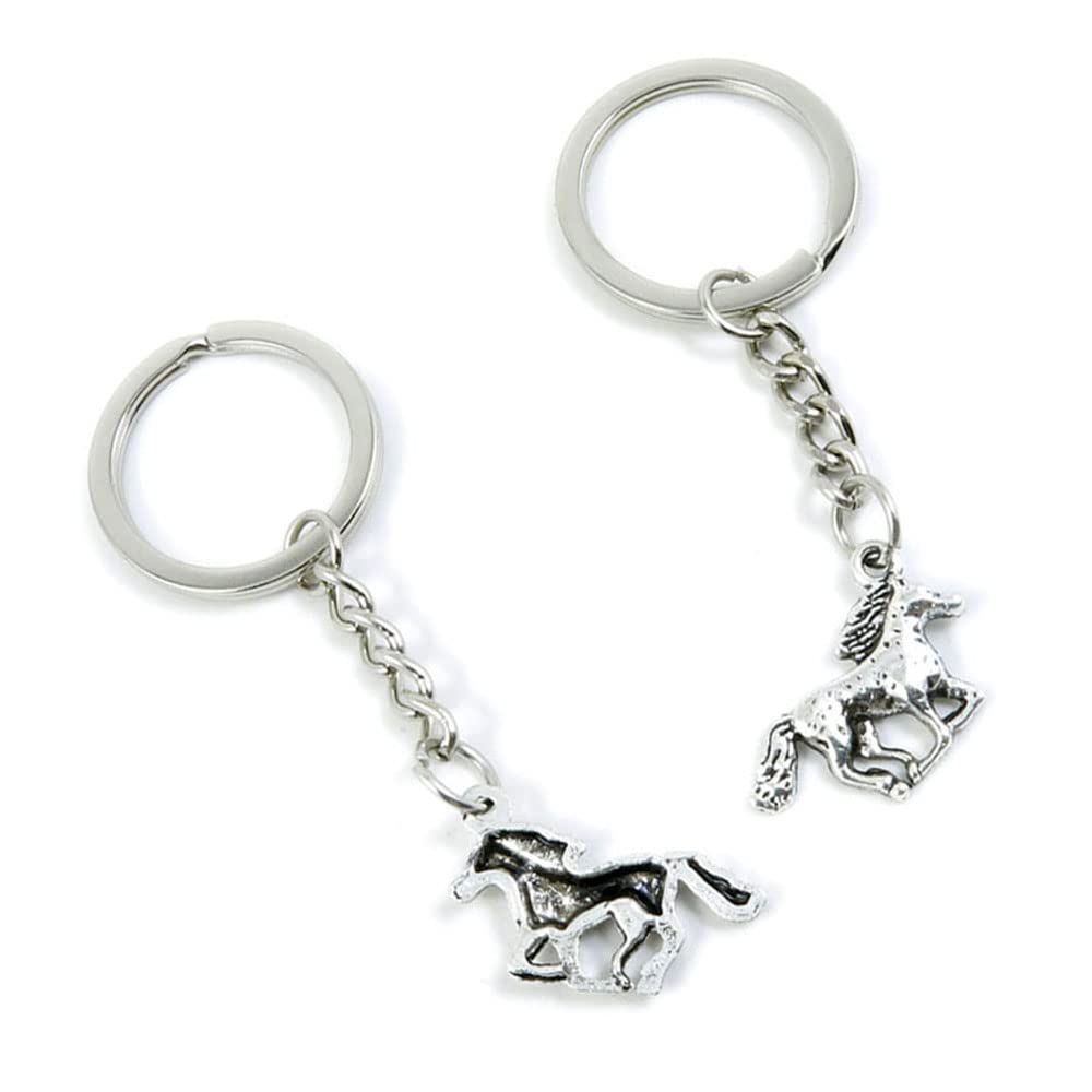 100 Pieces Keychain Keyring Door Car Key Chain Ring Tag Charms Supplies W2PW1E Running Horse