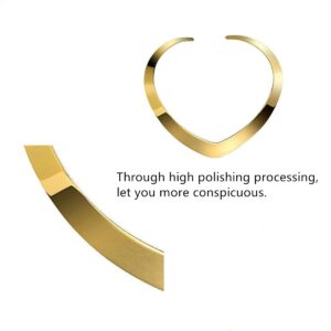 AISIBO High Polished Stainless Steel Necklace, Love Choker Heart Shape Women Statement Jewelry (Gold)