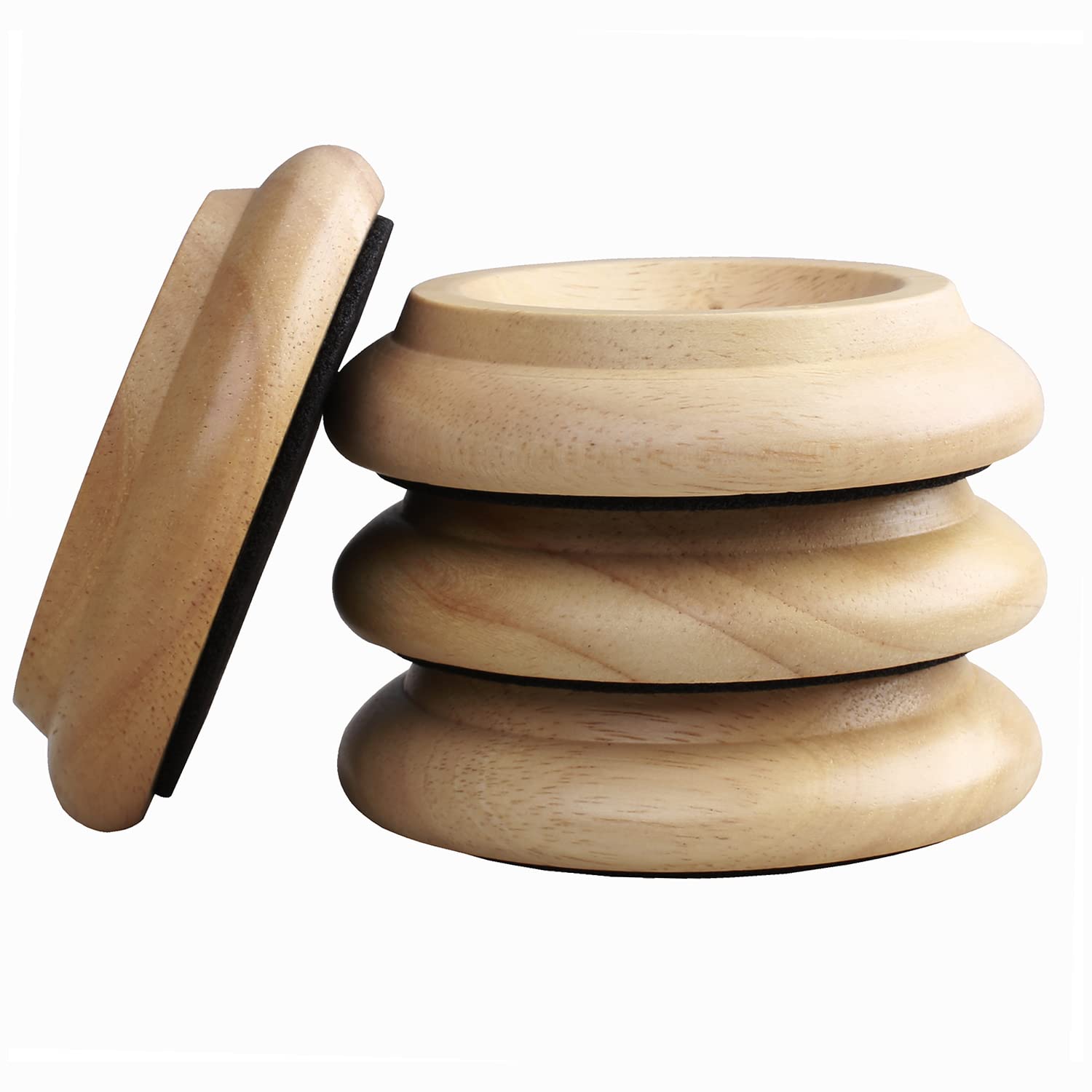 4 Pcs Solid Wood Upright Piano Caster Cups,Furniture Caster Cups,HilerPunk Sofas Beds Chairs Wheel Caster Cups Pads,with Non-Slip & Anti-Noise Felt Pads,for Hardwood Floor Protectors-Natural Wood