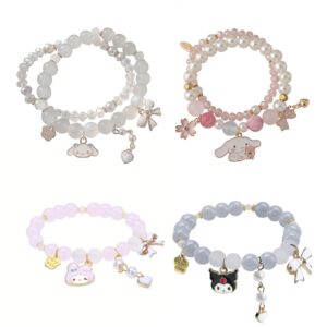 ANZWTLOYY Y2k Kawaii Friendship Bracelets Set Cute BFF Beaded Relationship Elastic Bracelets for Women 6PC