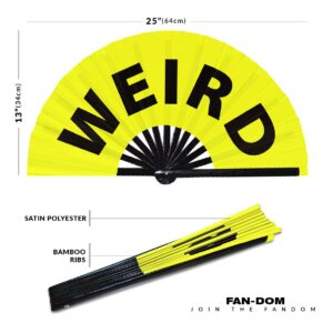 Weird Hand Fan Foldable Bamboo Circuit Hand Fan Funny Gag Words Slang Expressions Statement Gifts Festival Accessories Rave Handheld Circuit Event Clack Fans (Yellow)