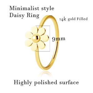 AHSIWC 3pcs 18k Gold Plated Birth Flower Daisy Ring/Stainless Steel Handmade Ring For Woman/Stackable Gold Mother's Ring For Present Gift