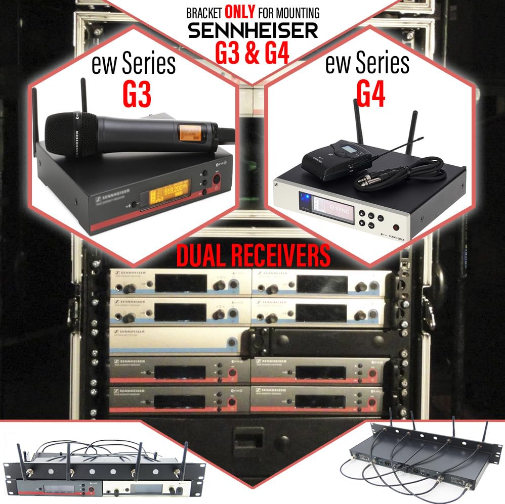 RK Rackmount Bracket Kit Suitable to Mount Senheiser G 3 G 4 ew100 135 300 335 835 845 935 945 GA 3 GA 4 Dual (2) Receivers on 1U Standard 19'' Rack Distribution