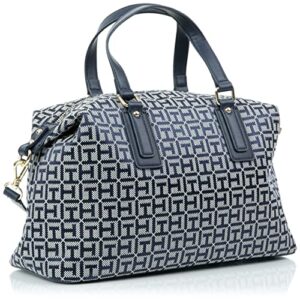 Tommy Hilfiger Womens Jaden Satchel Crossbody HANDBAG, Light Stone/Navy