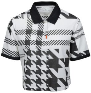 nike women's plaid golf polo shirt (x-large) white/black