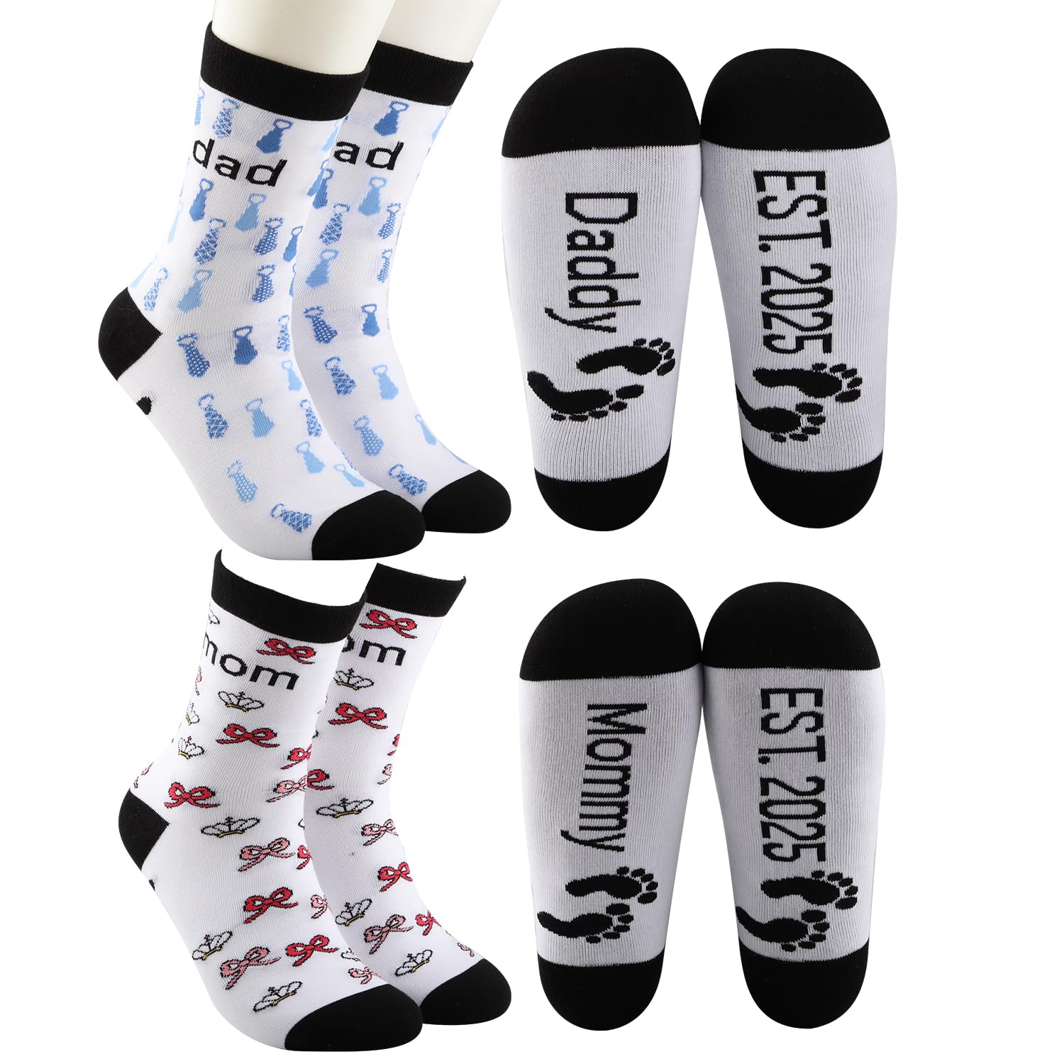 MBMSO New Parents Gifts Daddy Mommy Est 2025 New Mom and Dad Socks Pregnancy Reveal Gifts for Parent to be Gifts First Time (Daddy Mommy Est 2025)